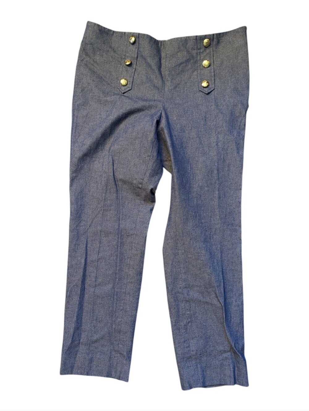 Banana Republic Sailor Style Denim Look Gold Button Capri Pants